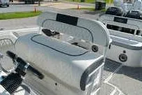 Reel Fed Up Yacht Photos Pics 2007 Fountain 38 Tournament Edition boat interior with seating and equipment.