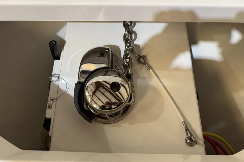  Yacht Photos Pics Anchor winch system on 2022 Invincible 39 Open Fisherman boat.