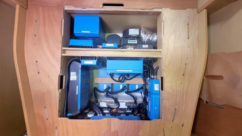 Momentum Yacht Photos Pics Electrical system setup inside a 2012 Lagoon 450 F catamaran.