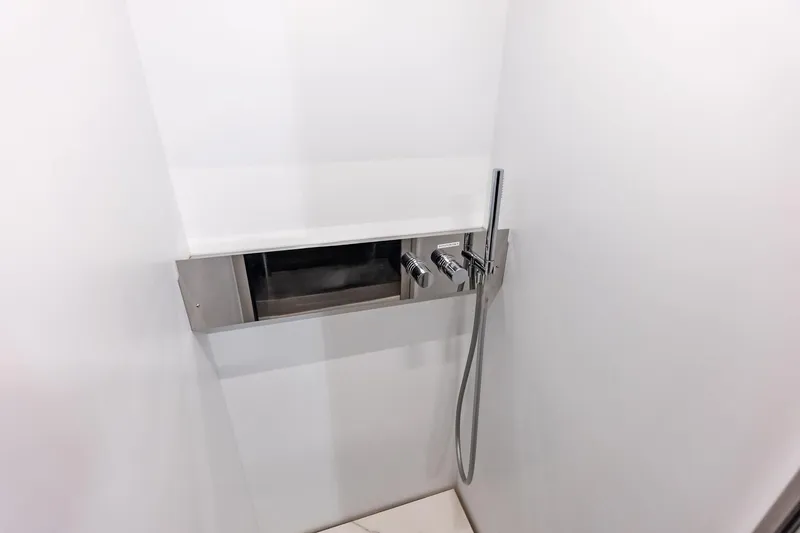 Alter Ego Yacht Photos Pics Modern shower controls in 2018 Ferretti Yachts 850 Motoryacht bathroom.