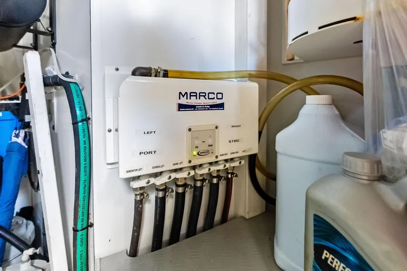 Alter Ego Yacht Photos Pics Engine room of 2018 Ferretti Yachts 850 Motoryacht with Marco fuel system.