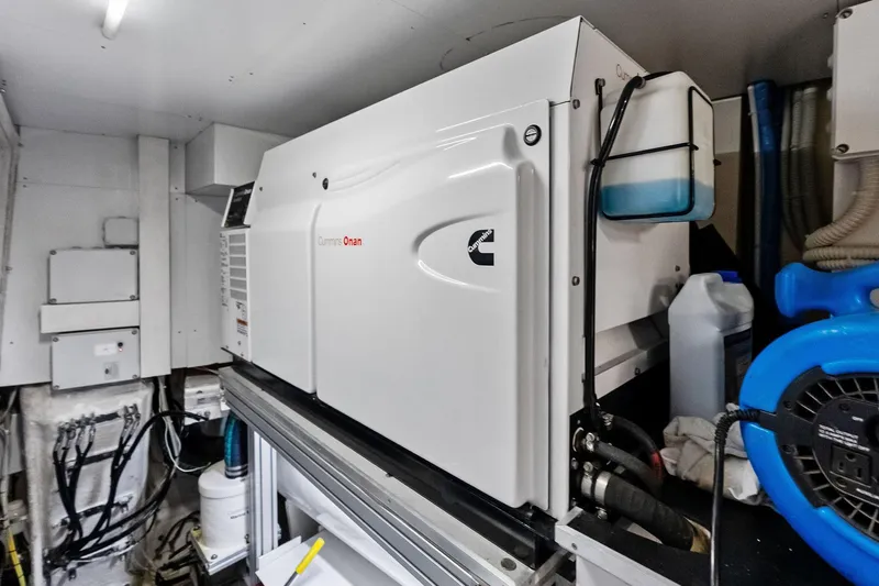 Alter Ego Yacht Photos Pics Engine room of 2018 Ferretti Yachts 850 Motoryacht with Cummins Onan generator.