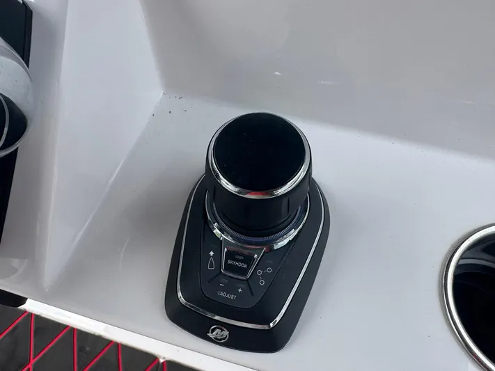  Yacht Photos Pics Joystick control on 2024 Fountain 32 NX boat dashboard.