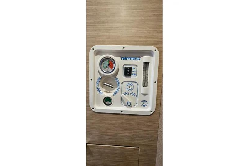 Artemis Yacht Photos Pics Control panel on 2023 Lagoon 46 yacht, featuring gauges and switches.