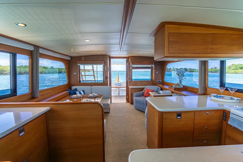 Tonic Yacht Photos Pics Luxurious interior of 2018 Grand Banks GB60 yacht with scenic ocean views.