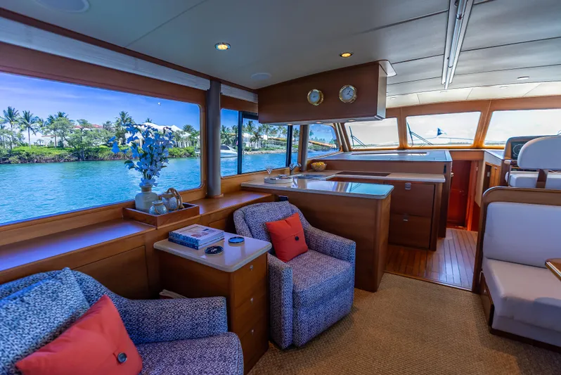 Tonic Yacht Photos Pics Luxurious interior of 2018 Grand Banks GB60 yacht with scenic water views.