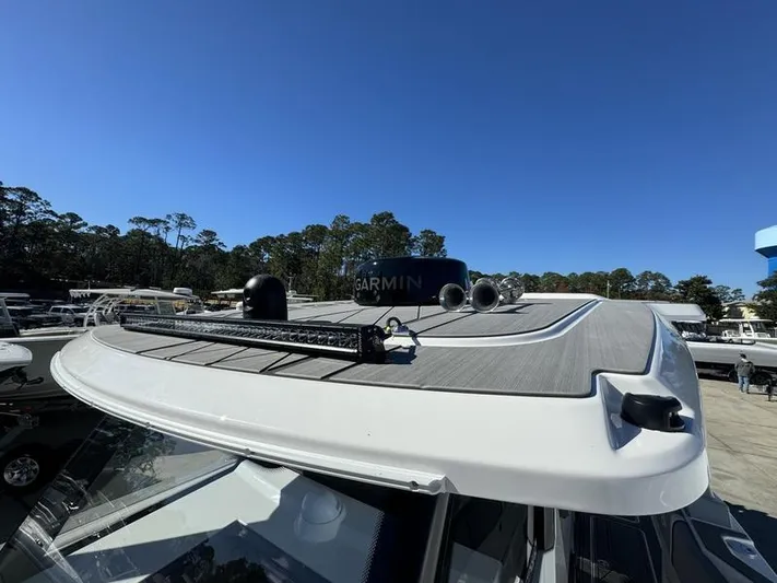  Yacht Photos Pics 2024 Fountain 38 SCX boat with Garmin radar and light bar.