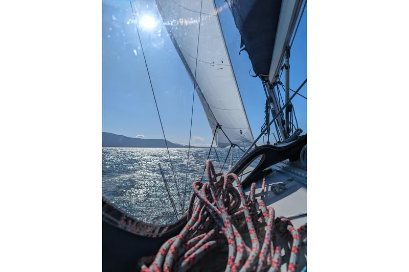 Imagine Yacht Photos Pics Jeanneau Sun Odyssey 349 sailing on a sunny day, 2017 model.