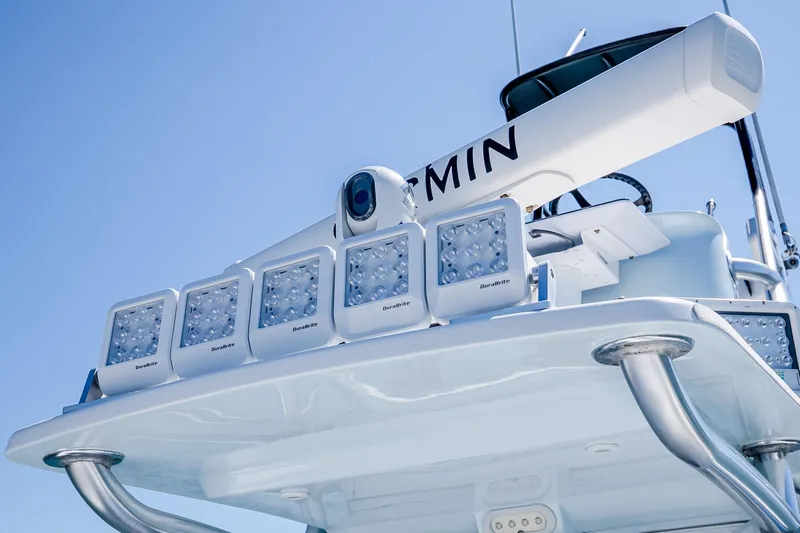 Fear N Money Yacht Photos Pics Close-up of 2019 Concept 392 ProFish boat's advanced lighting and radar system.
