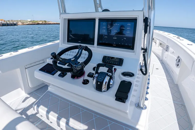 Fear N Money Yacht Photos Pics 2019 Concept 392 ProFish boat console with advanced navigation and control systems.