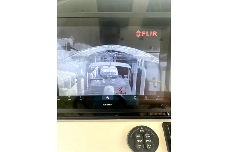 New Trade-in- All Offers & Trades Welcome Yacht Photos Pics FLIR thermal imaging display on 2018 Scout 350 LXF boat with Garmin interface.