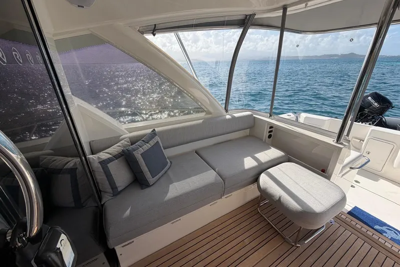  Yacht Photos Pics Luxurious interior of 2021 Riviera 50 Sports Motor Yacht with ocean view.
