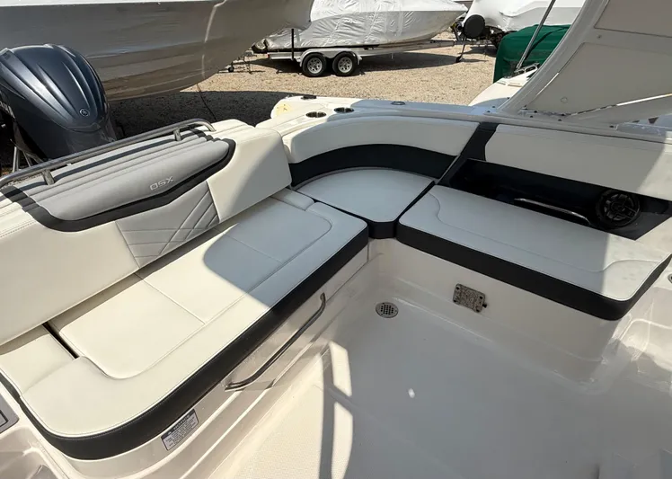  Yacht Photos Pics 2023 Chaparral 280 OSX boat interior with sleek seating and modern design.