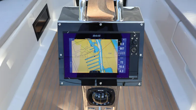 Wisp Yacht Photos Pics Navigation system and compass on a 2020 Hanse 388 yacht.