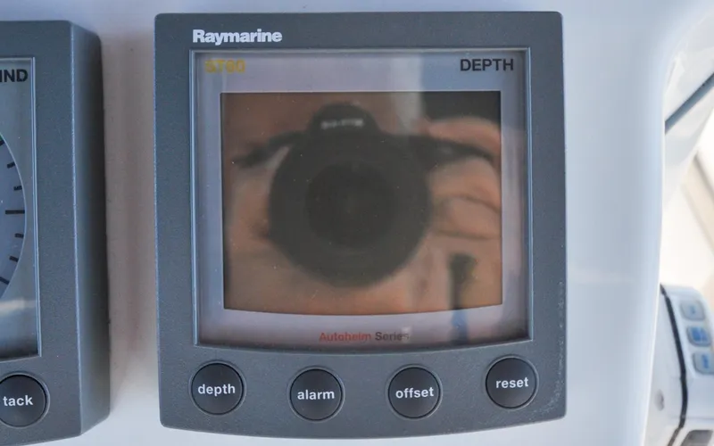 Coralee Yacht Photos Pics Hunter 45CC - Coralee - Cockpit - Helm Station - Depth Display