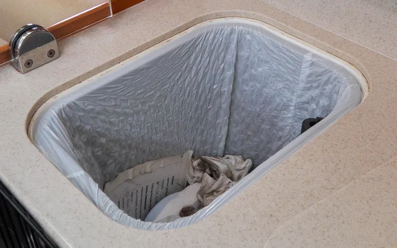 Coralee Yacht Photos Pics Hunter 45CC - Coralee - Galley - Couter Loading Trash Bin