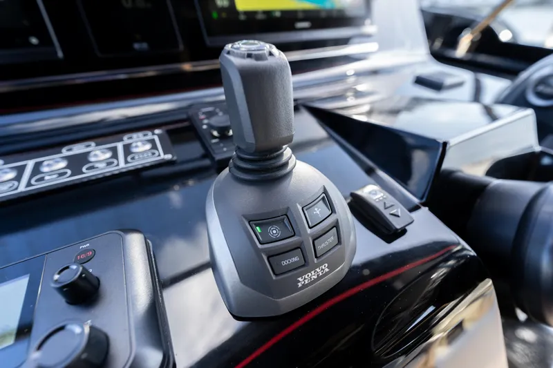  Yacht Photos Pics Joystick control on 2025 Solaris Power 44 Open yacht dashboard.