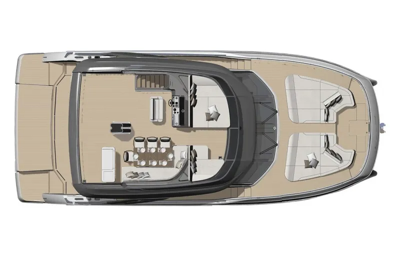  Yacht Photos Pics Manufacturer Provided Image: Top view of 2026 Prestige M7 yacht layout, featuring spacious deck and seating areas.