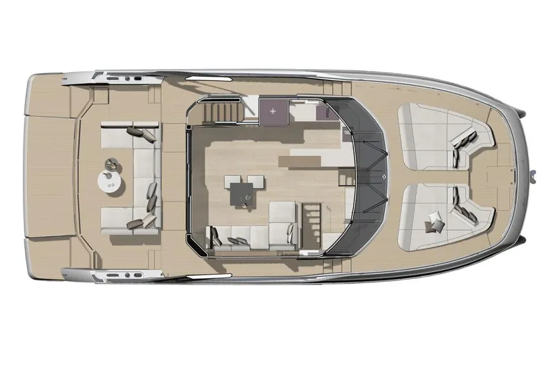  Yacht Photos Pics Manufacturer Provided Image: Top view of 2026 Prestige M7 yacht layout, featuring spacious deck and seating areas.