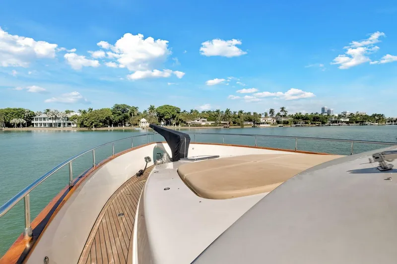 Boulos Yacht Photos Pics Luxurious 2003 Gianetti 86 yacht deck with scenic waterfront view.