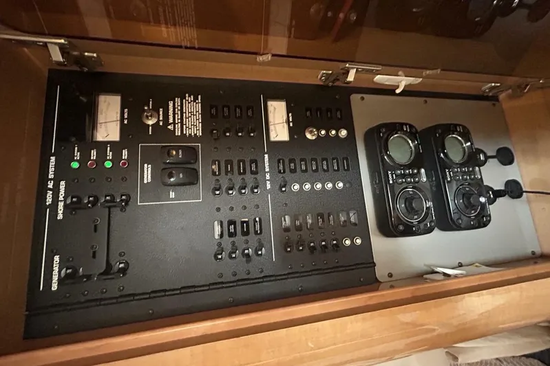  Yacht Photos Pics Electrical control panel of 2011 Four Winns V335 boat with dual radio systems.