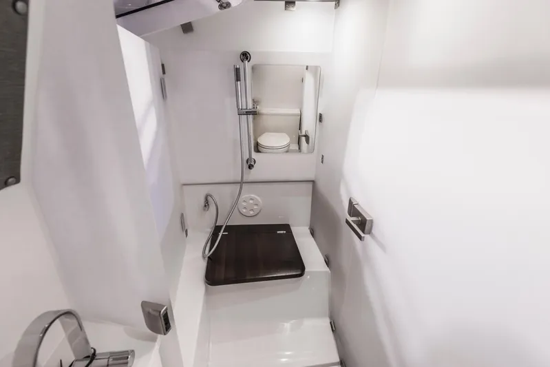  Yacht Photos Pics 2025 Axopar 37XC CROSS CABIN BRABUS Trim interior bathroom with modern fixtures.