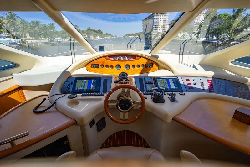 All In Yacht Photos Pics Luxurious 2010 Azimut 62 Evolution Fly yacht cockpit with advanced navigation controls.