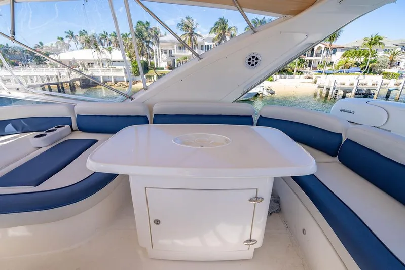 All In Yacht Photos Pics Luxurious seating area on 2010 Azimut 62 Evolution Fly yacht with ocean view.