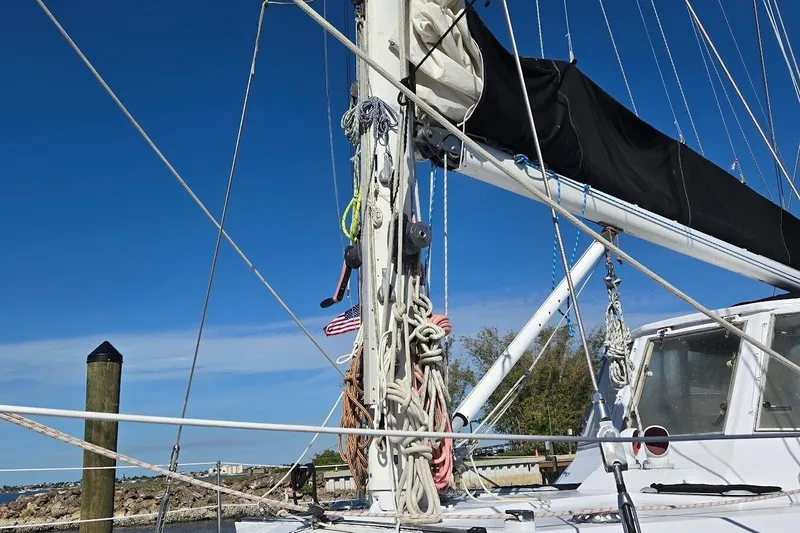 Cookie Monster Too Yacht Photos Pics 1982 Tayana Center Cockpit Cutter Ketch sailboat with rigging and mast details.
