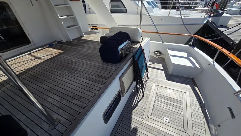 C U Later Yacht Photos Pics Deck of the 1987 DeFever 48 Tri Cabin yacht.