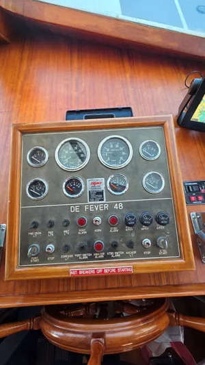 C U Later Yacht Photos Pics Dashboard of 1987 DeFever 48 Tri Cabin yacht.