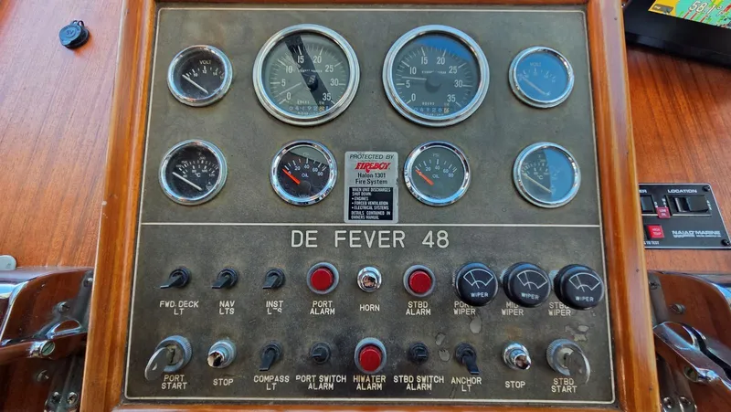 C U Later Yacht Photos Pics Dashboard of 1987 DeFever 48 Tri Cabin yacht.