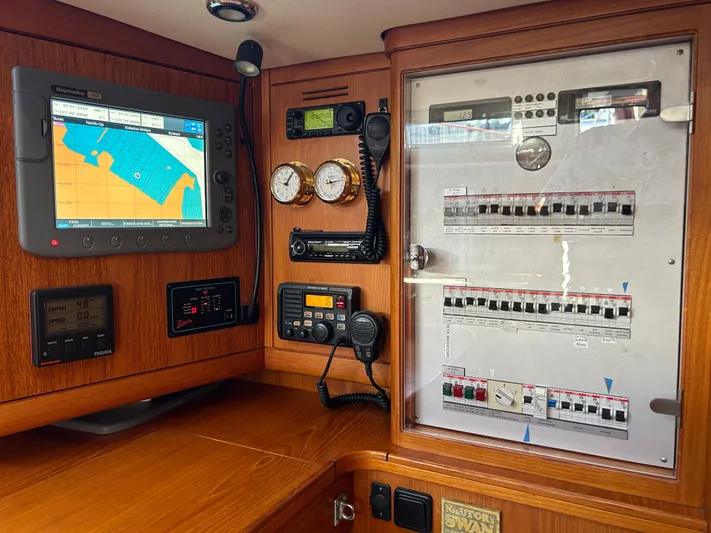 Kells Yacht Photos Pics Navigation and control panel of 1996 Nautor Swan 44 Mk II yacht.