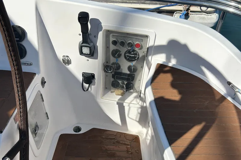 Kells Yacht Photos Pics Control panel of a 1996 Nautor Swan 44 Mk II sailboat cockpit.