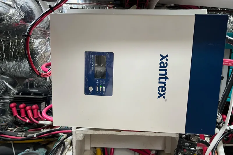  Yacht Photos Pics Xantrex inverter in 2003 Carver 444 Cockpit Motor Yacht engine room, surrounded by wiring.