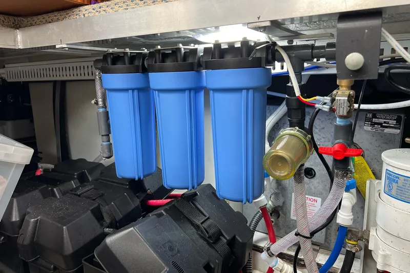  Yacht Photos Pics Water filtration system in a 2003 Carver 444 Cockpit Motor Yacht engine room.