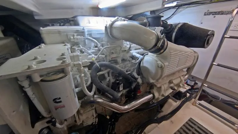  Yacht Photos Pics Engine room of 2005 Tiara Yachts 3600 Sovran, showcasing detailed mechanical components.