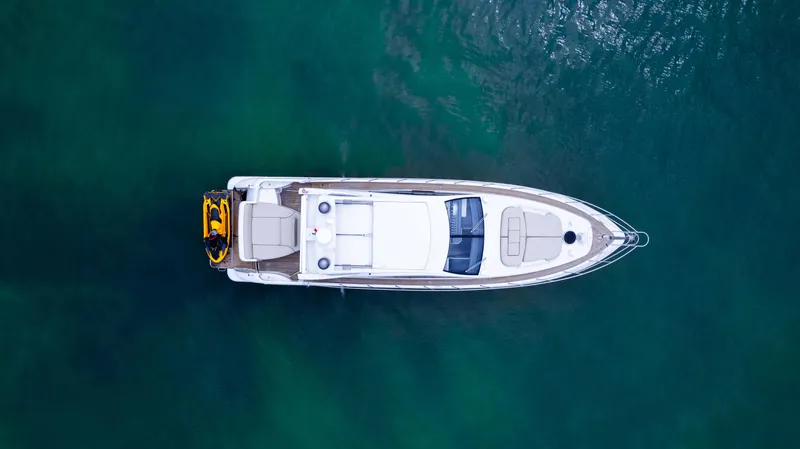 Bala Yacht Photos Pics Aerial view of a 2009 Azimut 62S yacht on the water.