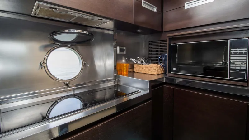 Bala Yacht Photos Pics Modern kitchen on a 2009 Azimut 62S yacht.