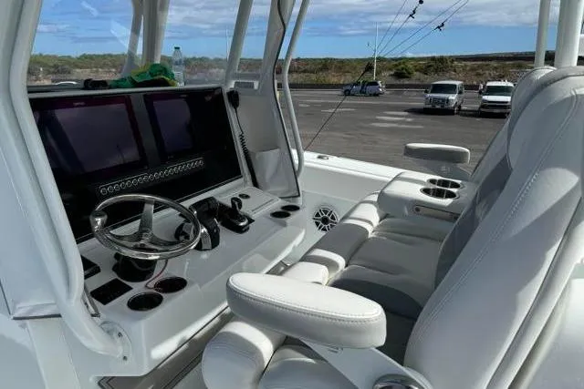  Yacht Photos Pics 2022 Freeman 37 VH boat interior with modern dashboard and comfortable seating.
