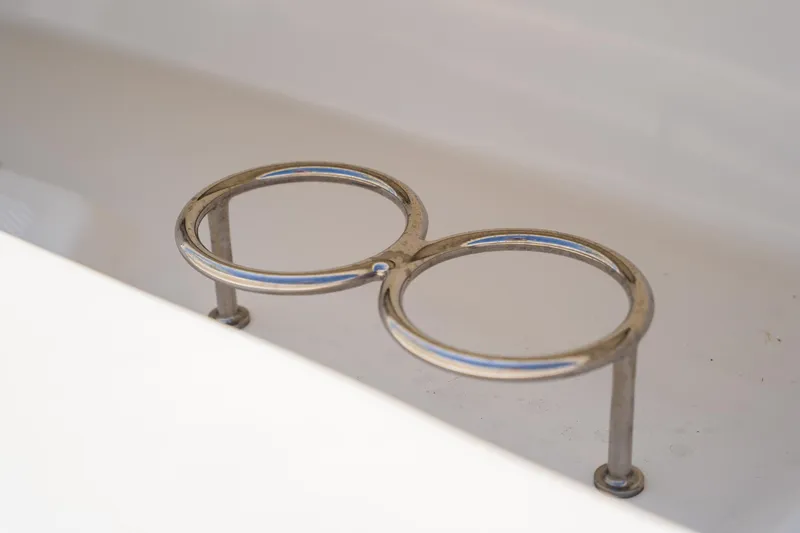  Yacht Photos Pics Stainless steel cup holder on 2021 Everglades 273 Center Console boat.