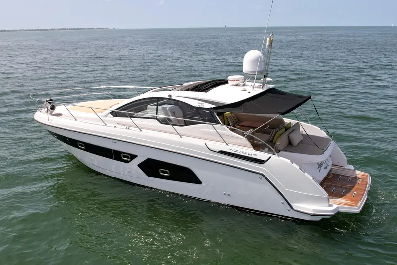 Above & Beyond Yacht Photos Pics Azimut 43 ATLANTIS 2016 yacht cruising on open water.