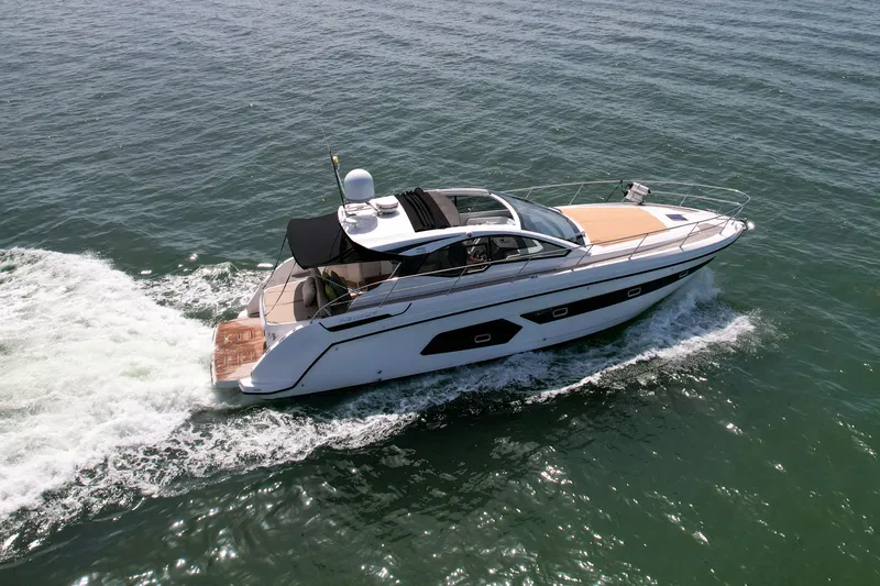 Above & Beyond Yacht Photos Pics 2016 Azimut 43 ATLANTIS yacht cruising on open water.