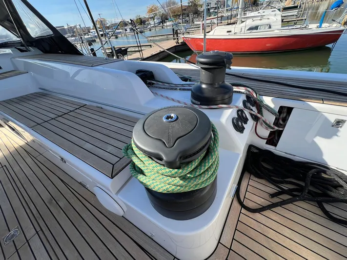 Xaca Yacht Photos Pics Deck of 2015 X-Yachts Xp 55 with winch and green rope.