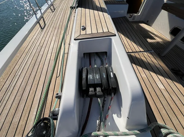 Xaca Yacht Photos Pics 2015 X-Yachts Xp 55 deck with rigging and teak finish.