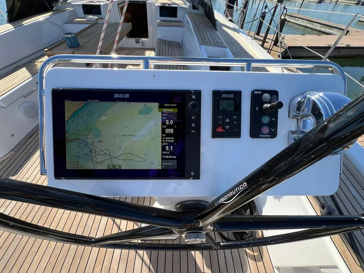 Xaca Yacht Photos Pics 2015 X-Yachts Xp 55 yacht cockpit with navigation display and controls.