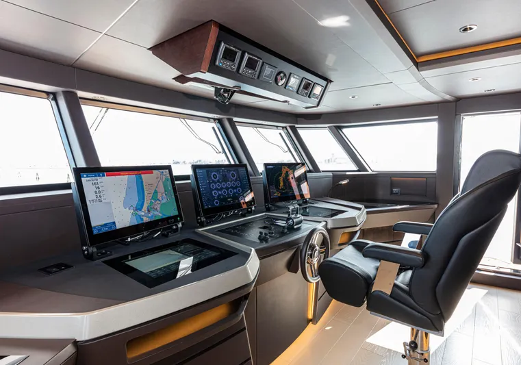 Ducale 120 Yacht Photos Pics Modern helm of 2027 Ocean King Ducale 120 yacht with advanced navigation systems.