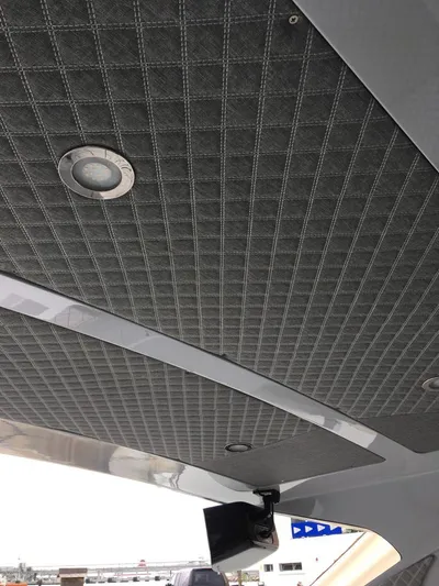  Yacht Photos Pics Ceiling of 1998 Otam 55 Millenium yacht with quilted design and recessed lighting.