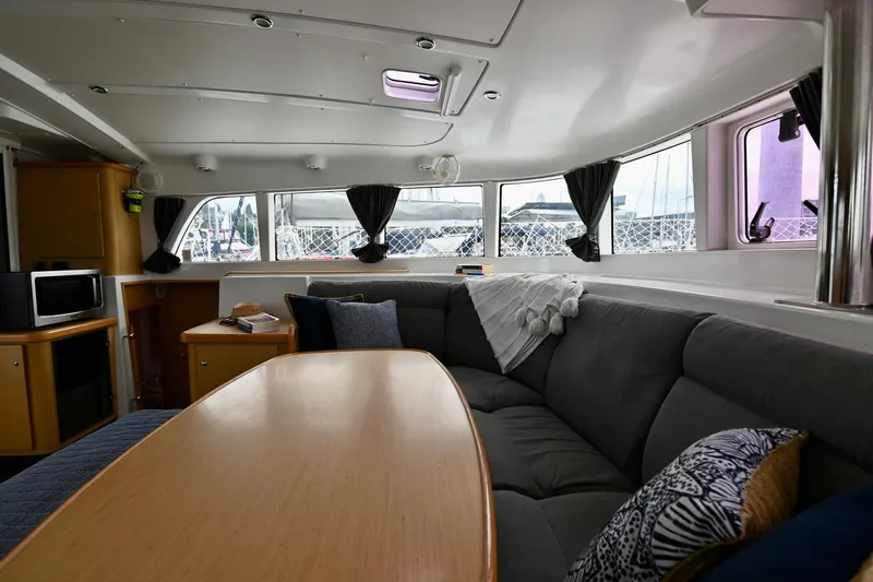  Yacht Photos Pics Interior of 2009 Lagoon 440 catamaran with cozy seating and modern amenities.
