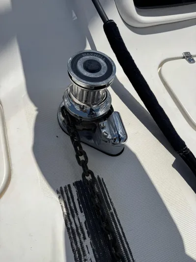Sangaris Yacht Photos Pics Anchor windlass on 2005 Manta 42 MkII sailboat deck.